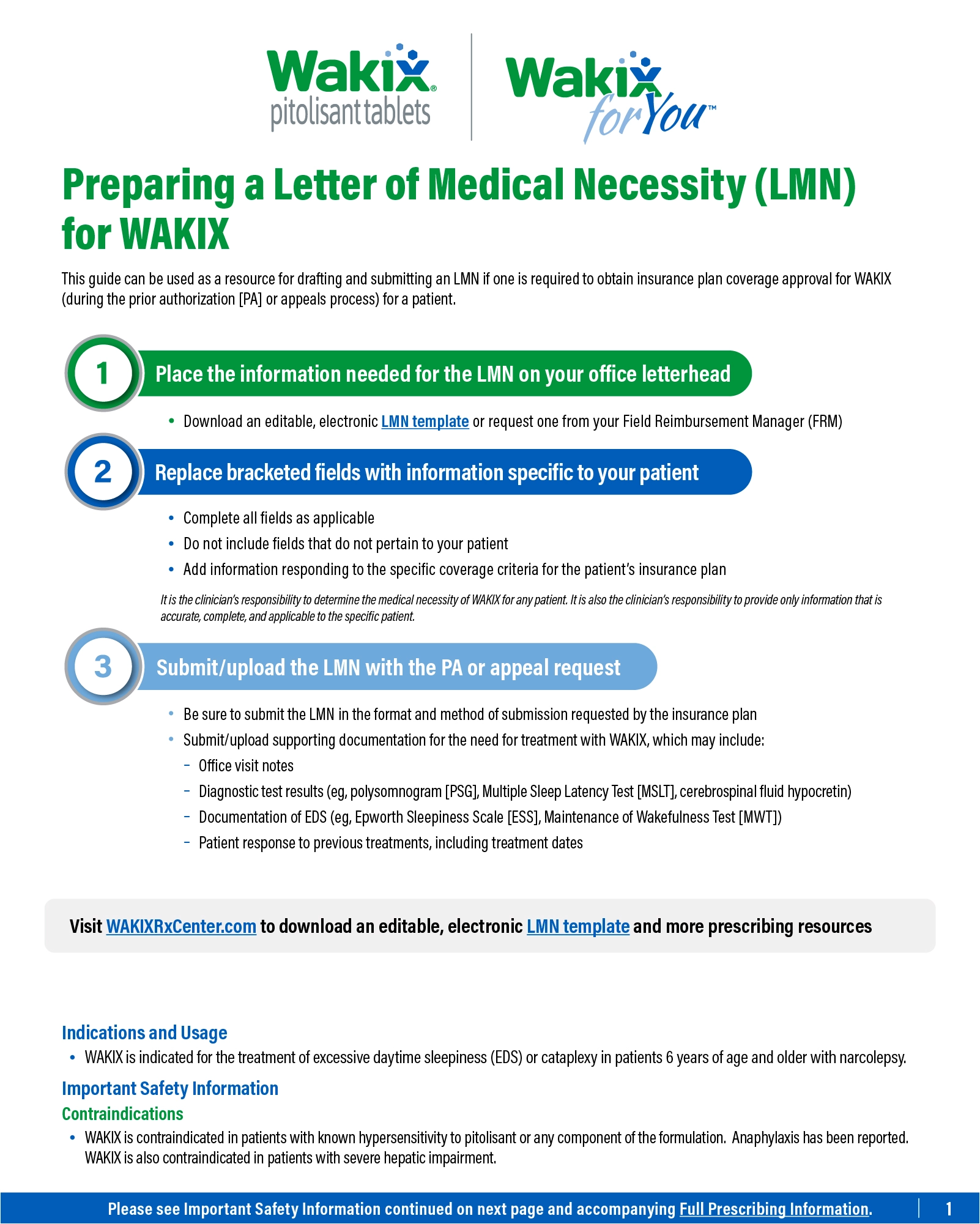 WAKIX Preparing a Letter of Medical Necessity guide